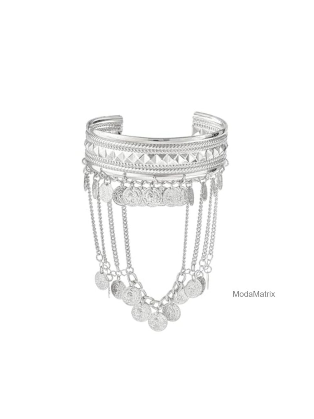 Vintage Coin Tassel Arm Cuff Boho Upper Arm Bracelet Open Cuff Bangle